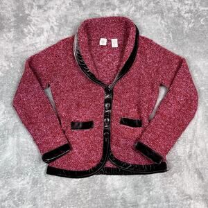 Anthropologie HWR Monogram Women's Red Sweater Jacket Small Touring Academia